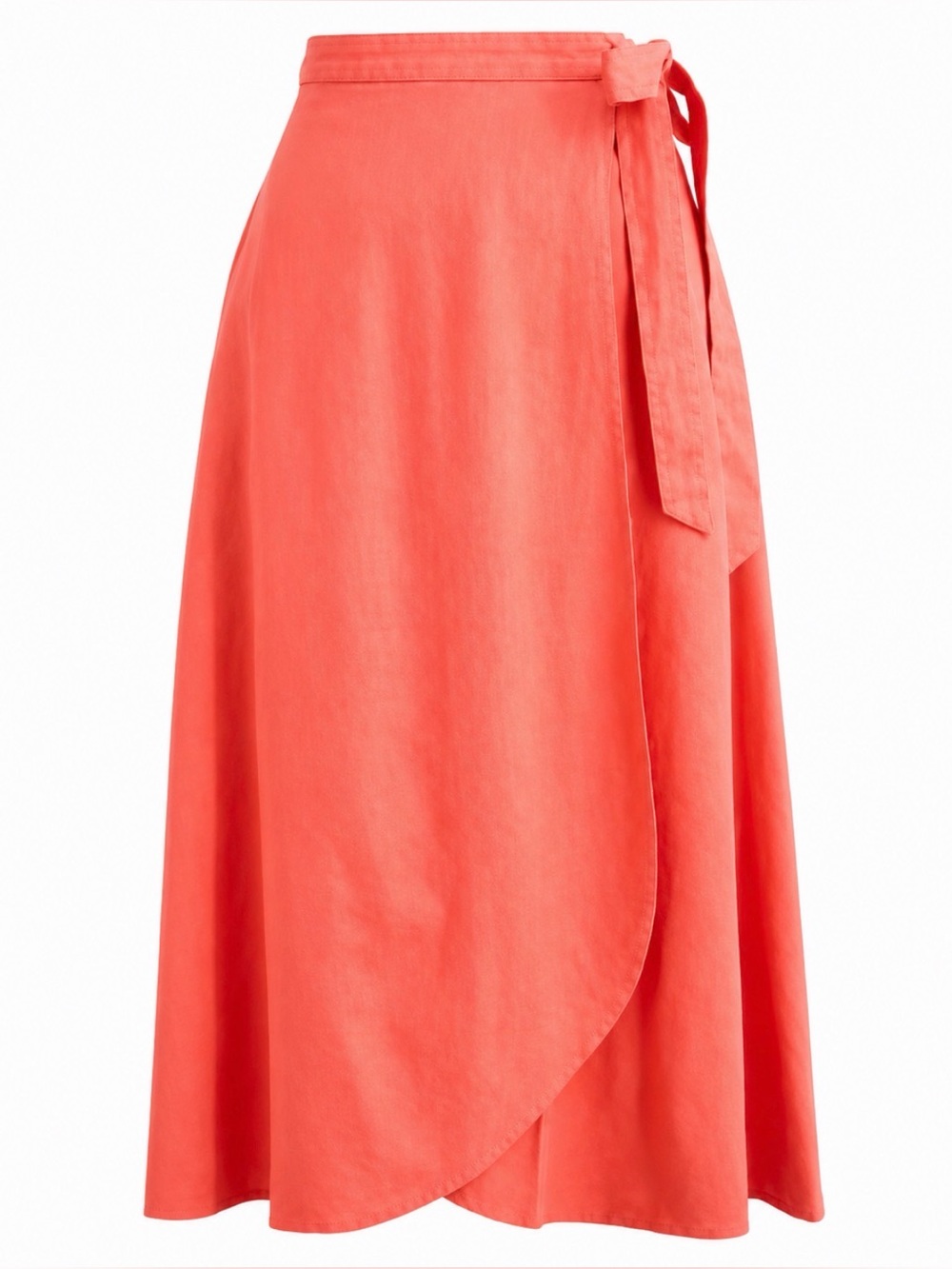 J.Crew Linen Wrap Midi Skirt Dark Coral NWT Size Small